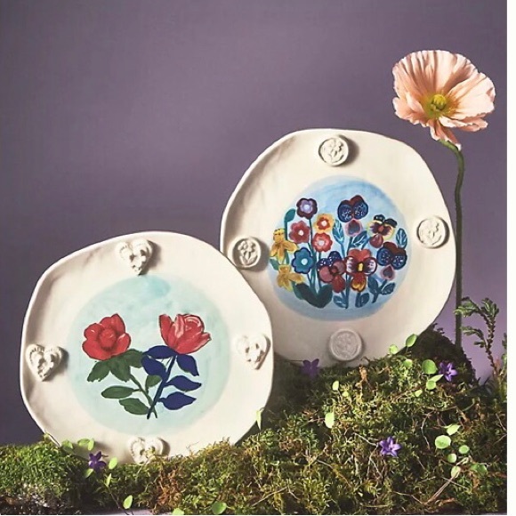 Anthropologie Francesca Kaye Handpainted Glazed Plate New In Box - Picture 3 of 10